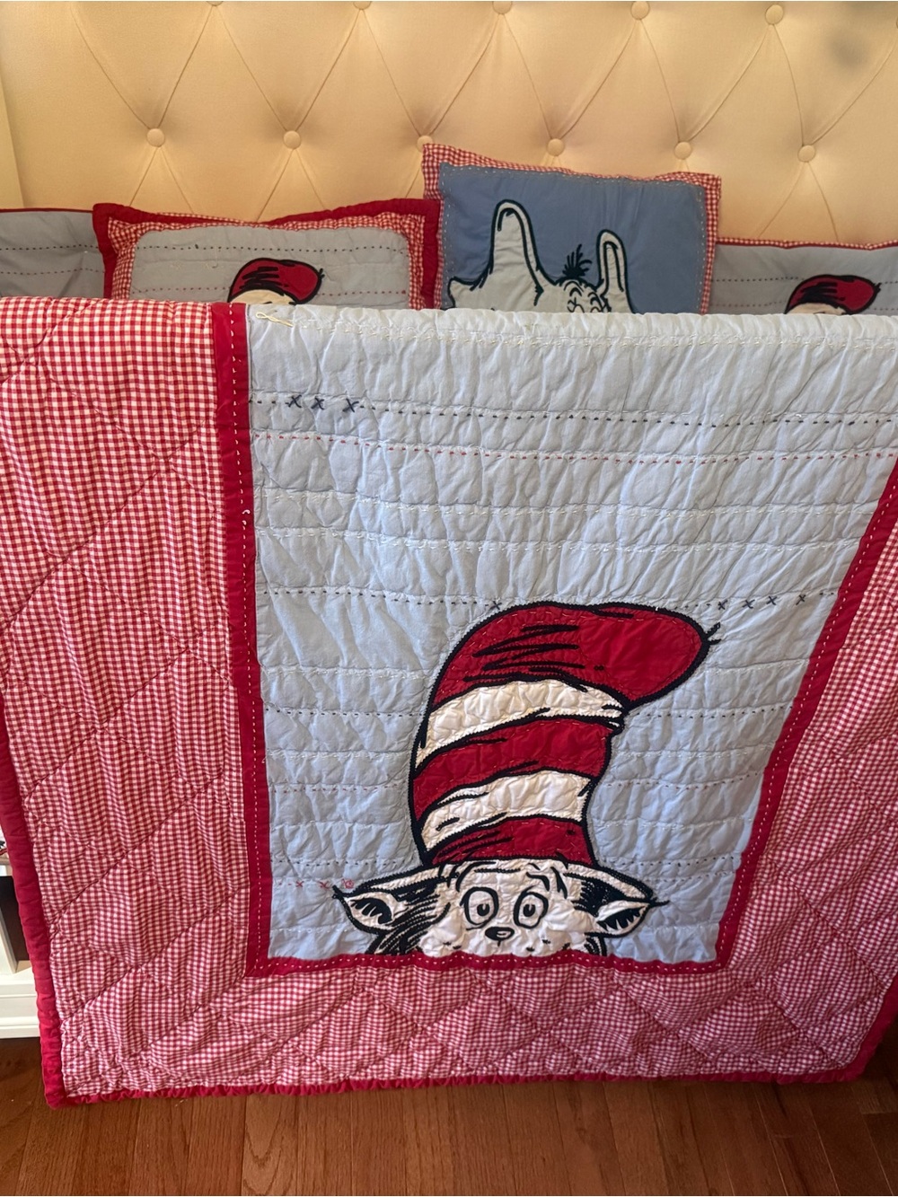Pottery Barn Kids Red & White Cat in the Hat Quilted Baby Quilt